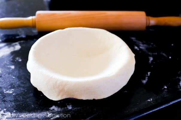 pizza dough placed in a baking pan