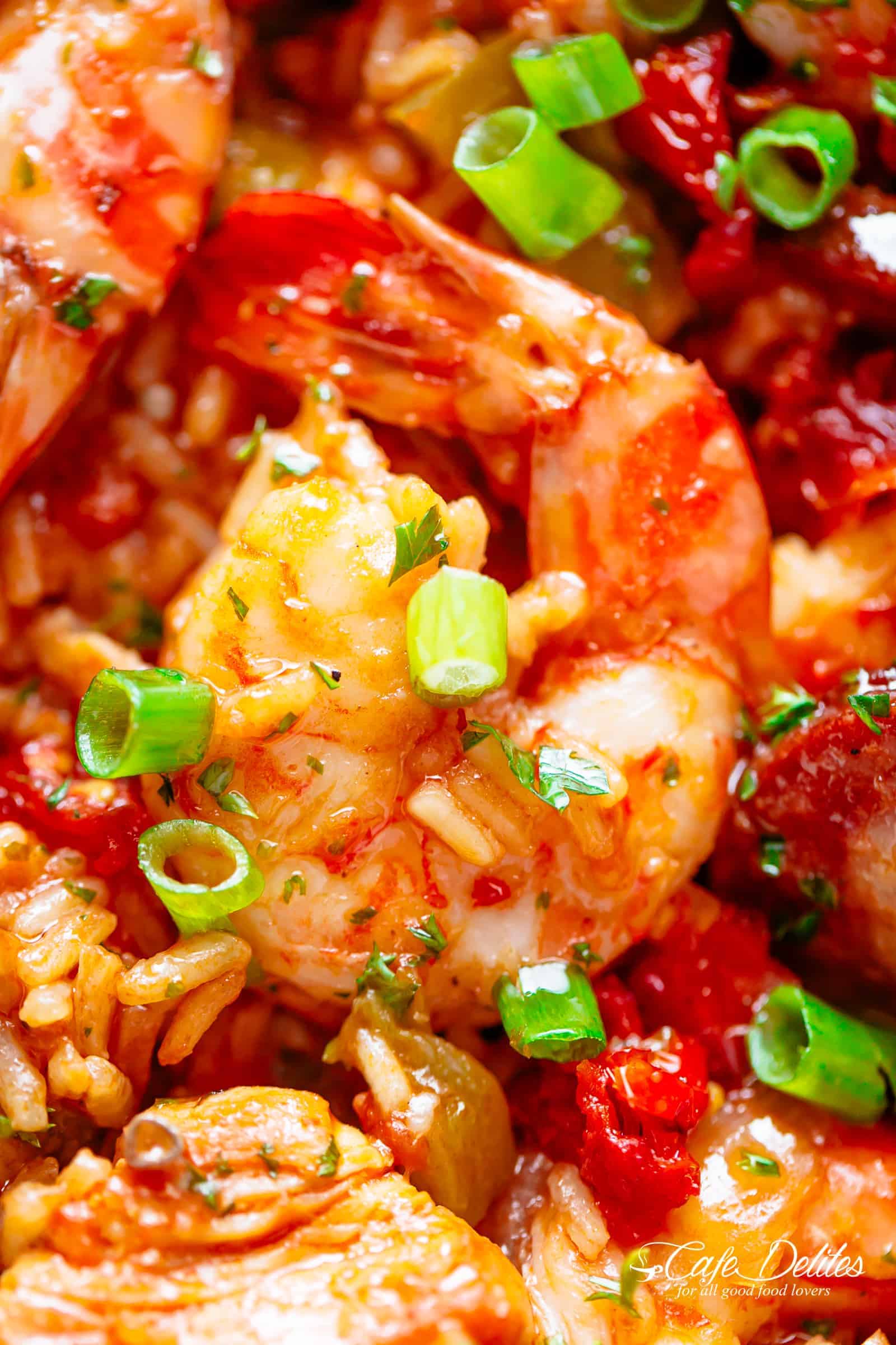 Jambalaya with chicken, shrimp and andouille sausage | cafedelites.com