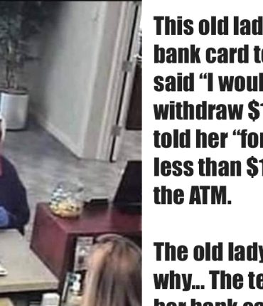 An elderly woman graciously handed her bank card to the teller, requesting a withdrawal of $10.