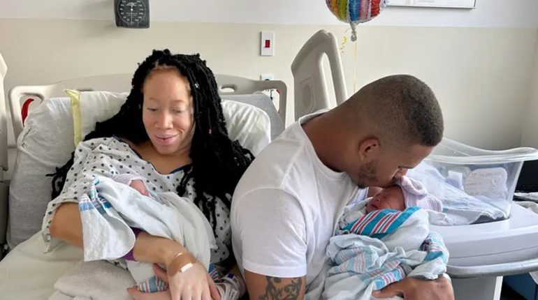 Cleveland Clinic Hillcrest Hospital family celebration joyous day Newborn twins non-identical twins shared birthday twins' arrival story unexpected blessing 