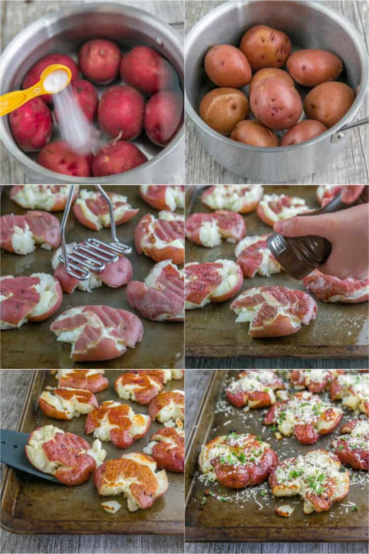Step by step guide on how to make smashed potatoes recipe