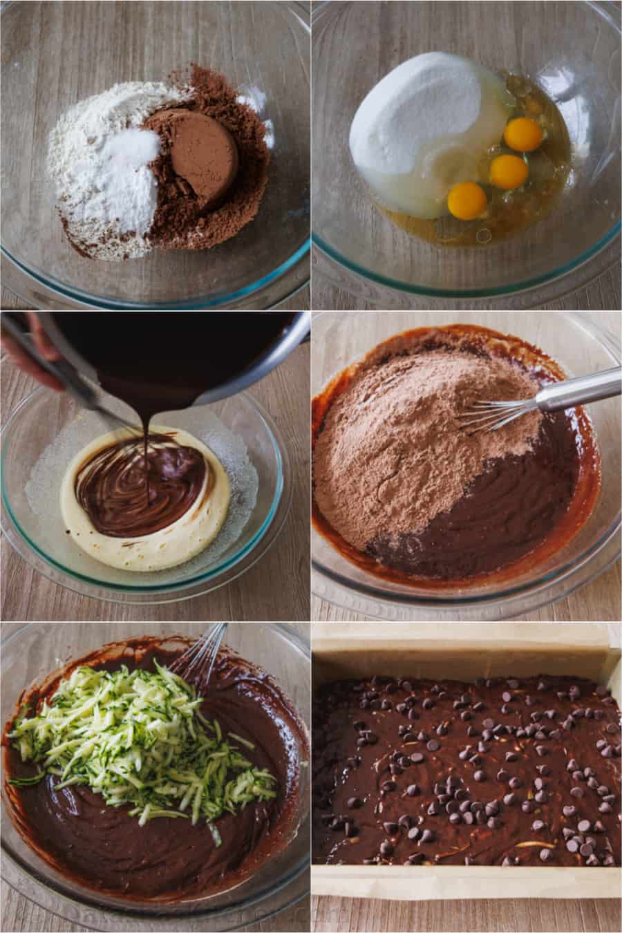 Steps to make moist brownies with zucchini