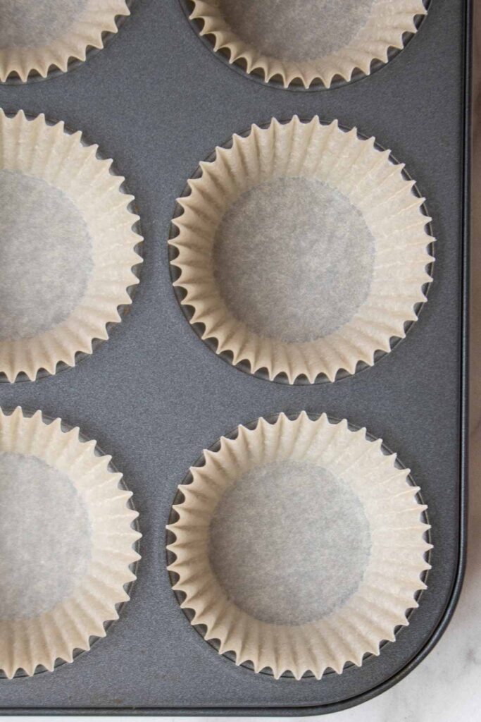 Muffin liners inside a muffin tin