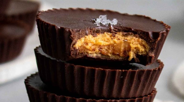 brand. calories Candy dairy-free Dark Chocolate Easy Fun Gluten-Free health-conscious healthy Homemade kids-friendly mini cups natural ingredients no-bake nutrition peanut butter Peanut Butter Cups Peanut-Free Recipe storage treat 