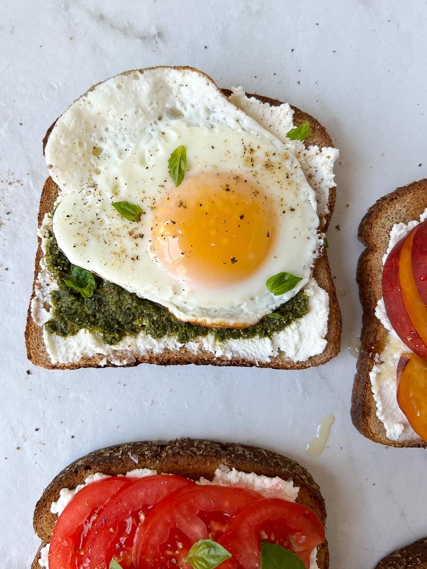 Pesto and Eggs Ricotta Toast