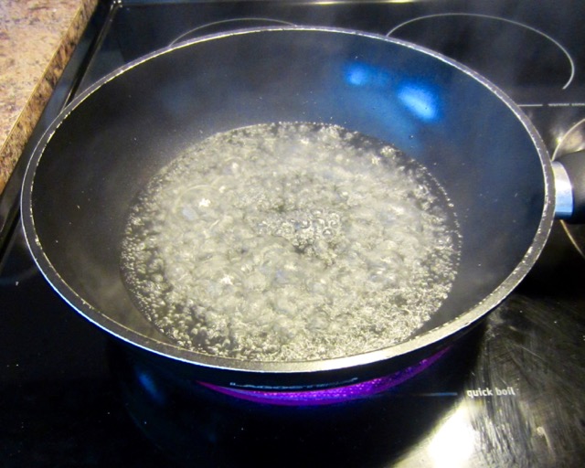 Heat the water over high heat until it starts boiling.