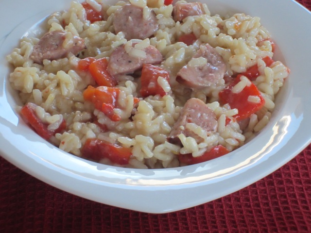Risotto with Sausage and Roasted Bell Pepper myfavouritepastime.com