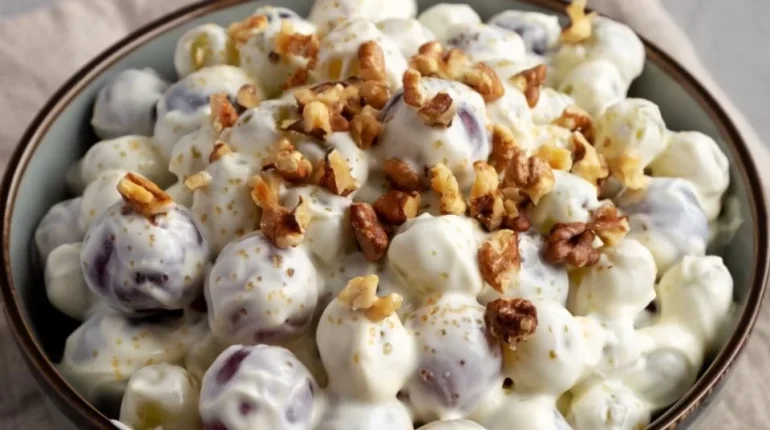 Barbecue cream cheese creamy grape salad dessert Easy family favorite grapes holiday feast. ingredients Pecans Recipe Refreshing sour cream storage Sugar Summer tips 