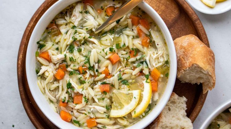 broth Cooking dairy-free dietary adaptations fresh herbs Gluten-Free lemon chicken orzo soup lemon zest meal prep nutrition orzo pasta protein Recipe serving Soup Spinach storage Vegetables 