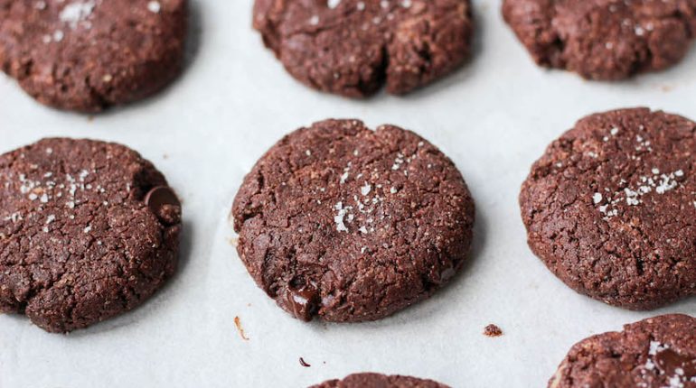 chocolate tahini cookies flourless Gluten-Free healthy baking natural sweeteners Quality Over Quantity raw organic cane sugar sea salt tahini 