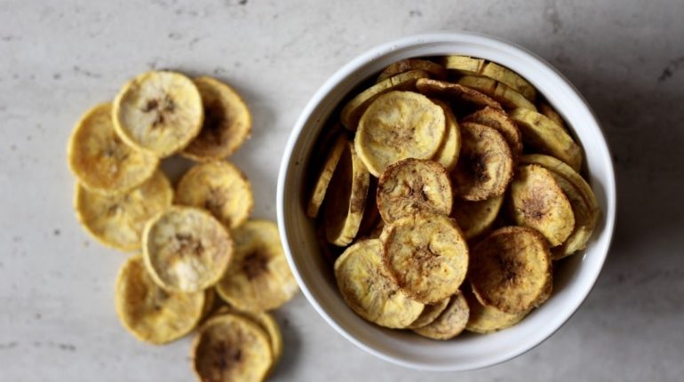 baked plantain chips healthy snack homemade chips sea salt plantain chips 