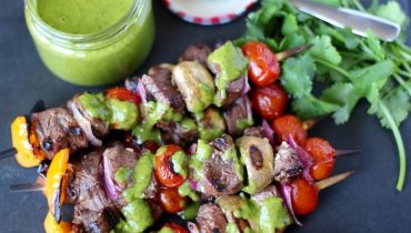 Steak Kabobs with Cilantro Sauce