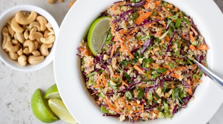 Asian quinoa salad batch cook dressing fiber-rich garnish grain-based salads hearty salads ingredients Instructions make-ahead meal prep nutrition plant-based protein protein-packed Quinoa Recipe side dish storage weekday lunches 