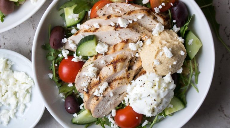 Copycat Feta cheese Greek yogurt Grilled Chicken healthy meal hummus Lunch meal prep Mediterranean grain bowls Panera-inspired pantry staples Recipe tahini dressing veggies whole grains 