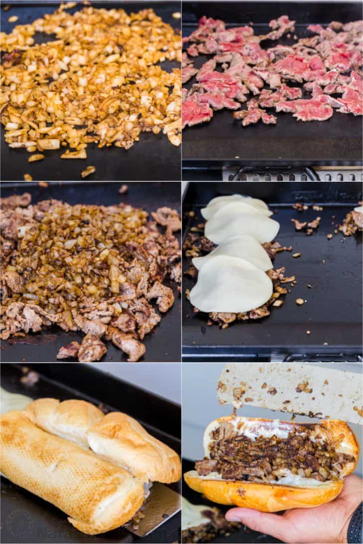 Step by step instructions on how to make Philly cheesesteak sandwiches