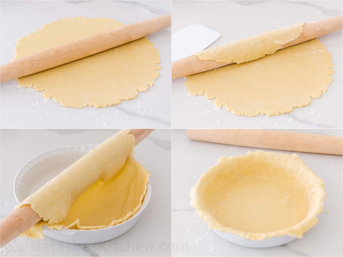 Étapes pour transférer une pâte à tarte dans le moule