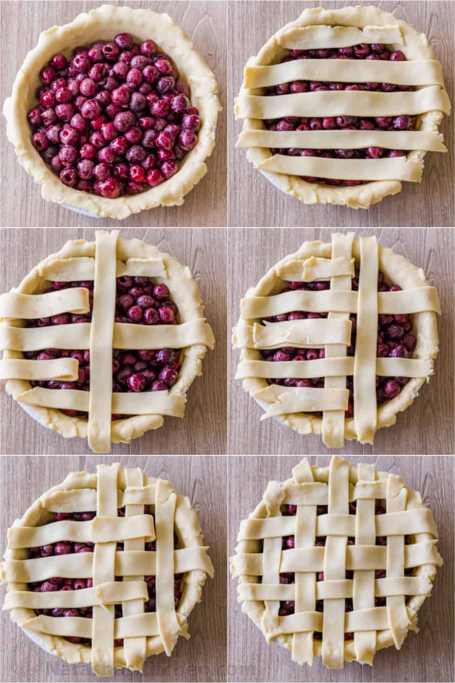 Step by step photos of how to make a lattice pie crust