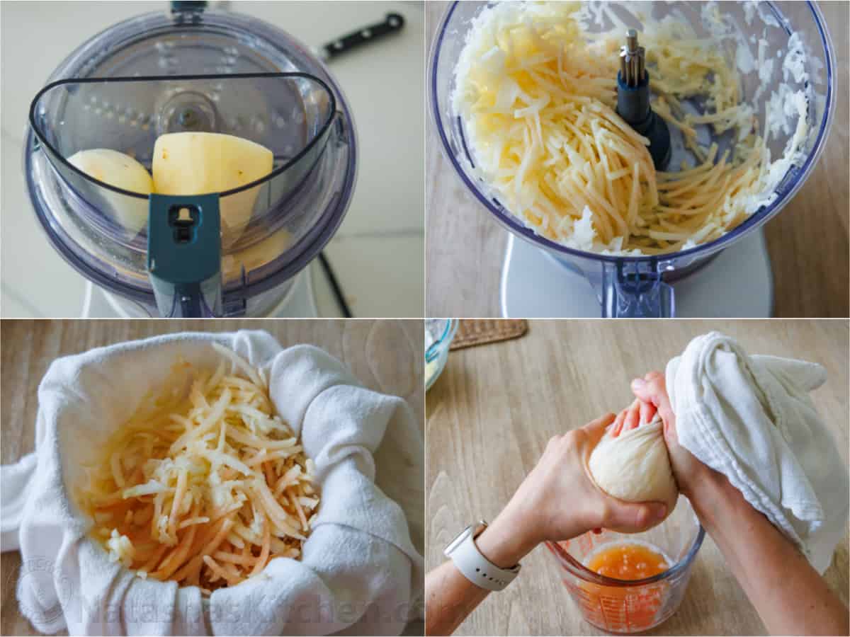 Comment éliminer l'excès de liquide des pommes de terre râpées pour les latkes