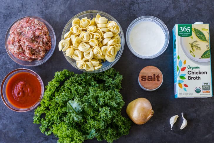 Ingredients for tortellini soup