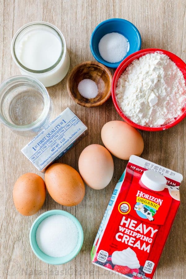 Ingredients for cream puffs recipe