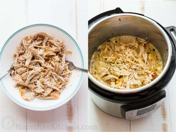 Poulet émietté dans l'Instant Pot