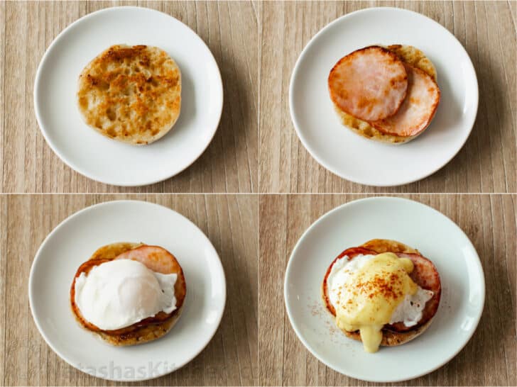 Learn to make the best Eggs Benedict with Poached Eggs and Hollandaise Sauce on an English muffin. An Egg Benedict is the perfect breakfast.