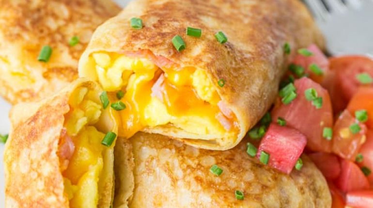 assembling Blender Breakfast Cheddar Cheese Crepes Dijon mustard Egg fillings FoodSaver freezer-friendly freezing Ham and Cheese Crepes ingredients make-ahead breakfast non-stick skillet parchment paper Recipe sauté thawing 