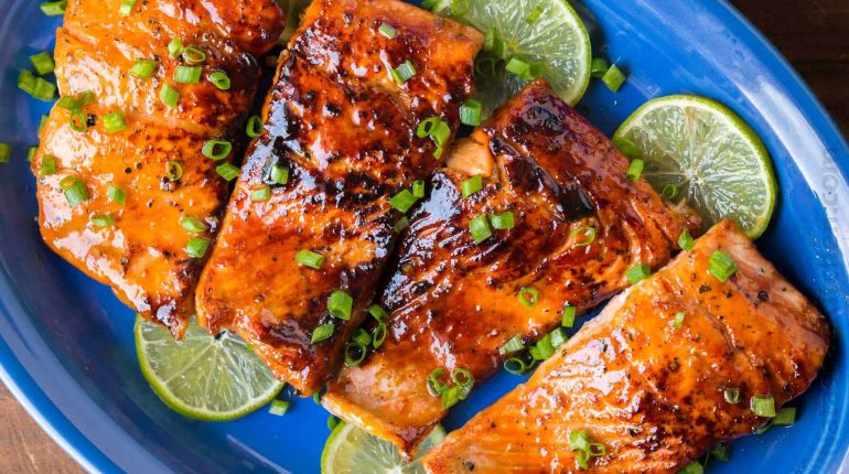 cooking instructions honey and soy sauce glaze Honey Glazed Salmon ingredients make-ahead quick meal salmon recipe serving suggestions substitutions sweet and tangy flavors tips variations 