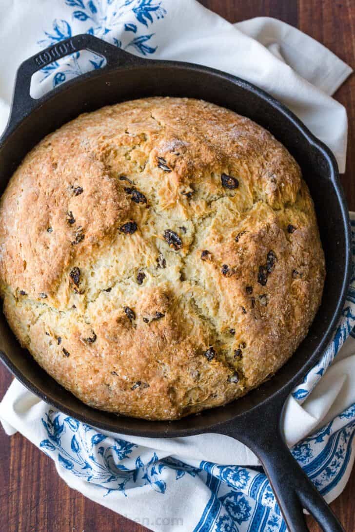 Irish Soda Bread in Cast Iron skillet