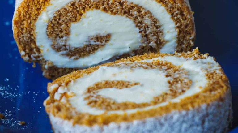 assemble. baking pan cream cheese frosting. Filling freezing prep ahead pumpkin cake roll pumpkin roll refrigerate serve 