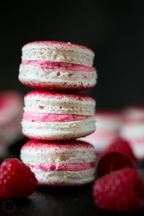 These raspberry macarons are tangy, sweet, and melt-in-your-mouth amazing! Watch this great step-by-step video recipe from natashaskitchen.com