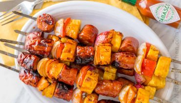 Grilled Brunch Skewers with Maple Glaze