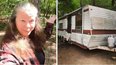 Woman Transforms Gifted Dilapidated Caravan into Stunning Woodland Home