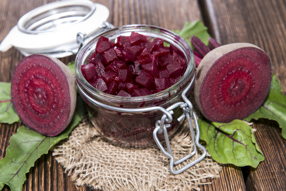 Pickled Beet on rustic wooden background